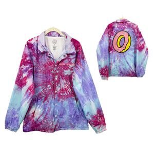 Odd Future Size M Coaches Jacket Tie Dye Donut Lined Windbreaker Purple Blue